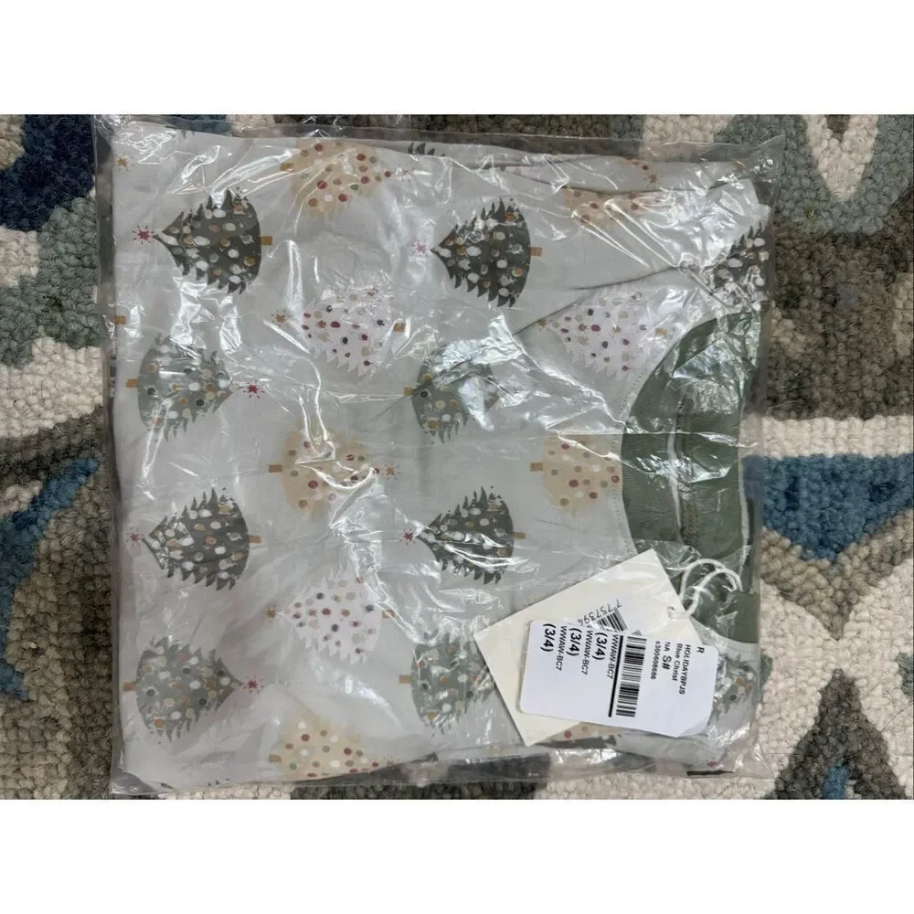 NWT WILD WAWA Holiday Pajamas, Blue Christmas Trees, Pima Cotton 3/4T